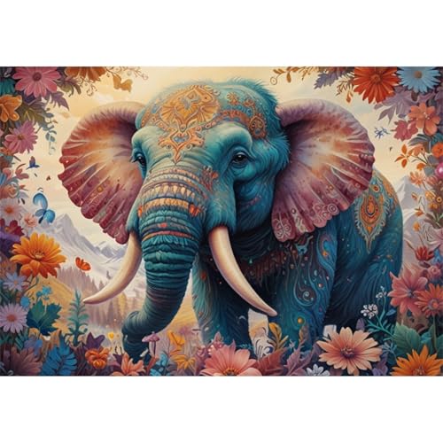 TWYYDP 1500 Teile Puzzle Blauer Elefant Puzzle Familienspiele Aus Holzpuzzles Als DIY-Geschenke von TWYYDP