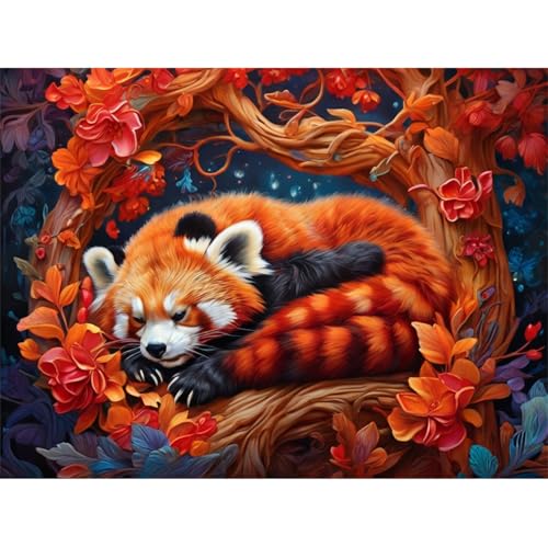 TWYYDP 1500 Teile Puzzle für Erwachsene,Blumen Zweig Roter Panda Tier Puzzle,Holzpuzzles als Raumdekoration von TWYYDP