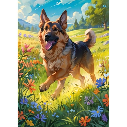 TWYYDP 1500 Teile Puzzle für Erwachsene,Deutscher Schäferhund Läuft Auf Dem Gras,Holzpuzzle,Schwieriges Rätsel von TWYYDP