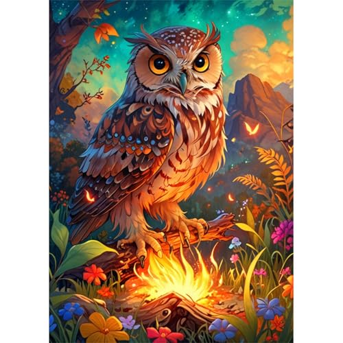 TWYYDP 1500 Teile Puzzle für Erwachsene,Eulenblumenlandschaft Puzzle,Holzpuzzles Zum Stressabbau von TWYYDP