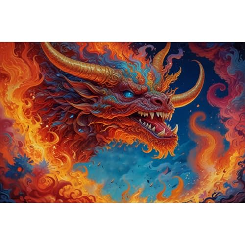 TWYYDP 1500 Teile Puzzle für Erwachsene,Feuermonster Puzzle,Holzpuzzles Zum Stressabbau von TWYYDP