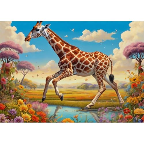 TWYYDP 1500 Teile Puzzle für Erwachsene,Giraffe Läuft Auf Dem Gras,Holzpuzzle,Gelegenheitsspiele von TWYYDP