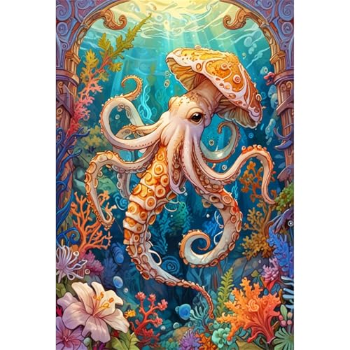 TWYYDP 1500 Teile Puzzle für Erwachsene,Meerestier Tintenfisch Oktopus,Holzpuzzle,Gelegenheitsspiele von TWYYDP