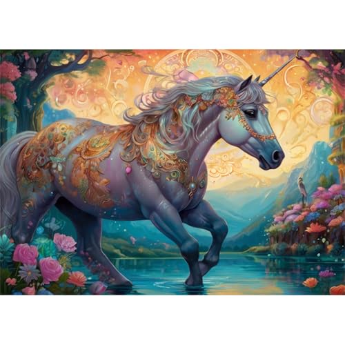 TWYYDP 1500 Teile Puzzle für Erwachsene,Rosa und Weißes Pferd,Holzpuzzle,Gelegenheitsspiele TWYYDP 1500 Teile Puzzle für Erwachsene,Rosa und Weißes Pferd,Holzpuzzle,Gelegenheitsspiele von TWYYDP