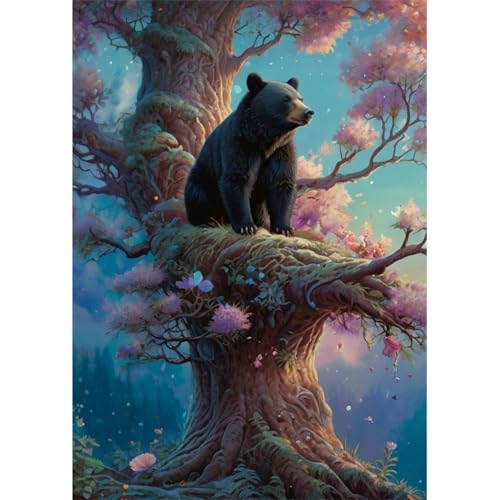 TWYYDP 1500 Teile Puzzle für Erwachsene,Schwarzbärentier Auf Großem Baum,Holzpuzzle,Schwieriges Rätsel von TWYYDP