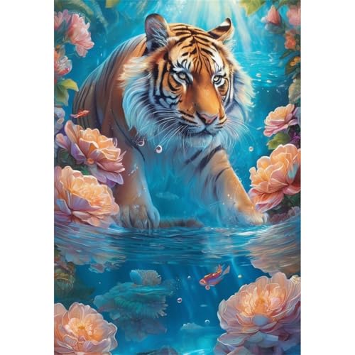 TWYYDP 1500 Teile Puzzle für Erwachsene,Tiger Im Wasser,Holzpuzzle,Schwieriges Rätsel von TWYYDP