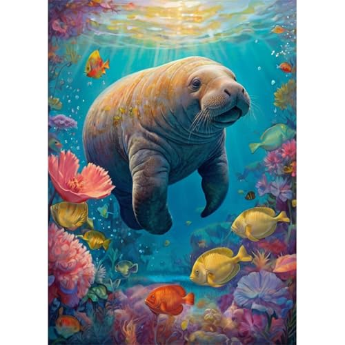 TWYYDP 1500 Teile Puzzle für Erwachsene Seekuh- und Fischlandschaft Puzzle Exklusive Puzzles von TWYYDP