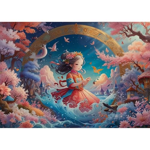 TWYYDP 520 Teile Puzzle,Blumenlandschaft des Kleinen Mädchens Puzzle,Puzzle für Erwachsene und Kinder ab 14 Jahren von TWYYDP