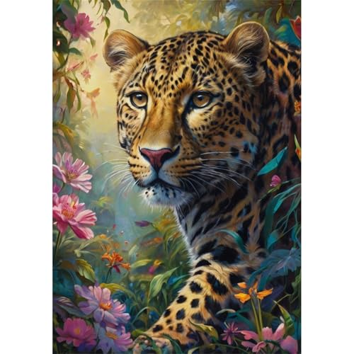 TWYYDP 520 Teile Puzzle,Gefleckter Leopard Im Blumenstrauch Puzzle,Puzzle für Erwachsene und Kinder ab 14 Jahren von TWYYDP