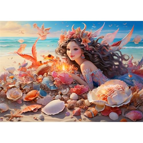 TWYYDP 520 Teile Puzzle,Strandmuscheln und Mädchen Puzzle,Puzzle für Erwachsene und Kinder ab 14 Jahren von TWYYDP