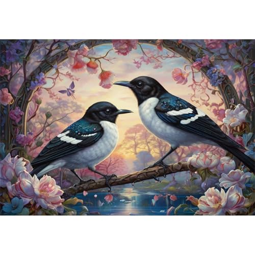 TWYYDP 520 Teile Puzzle,Zweig Blumen Elster Vogel Tier Puzzle,Puzzle für Erwachsene und Kinder ab 14 Jahren von TWYYDP