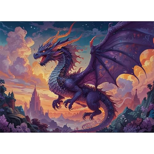 TWYYDP 520 Teile Puzzle Lila Drache Am Himmel Puzzle Puzzle für Erwachsene und Kinder ab 14 Jahren von TWYYDP