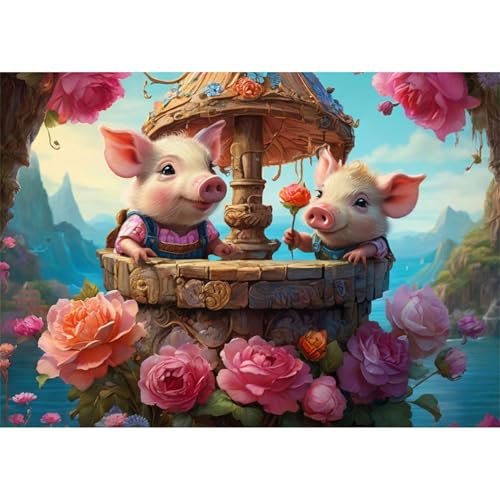 TWYYDP 520 Teile Puzzle für Erwachsene,Lustiges Blumenschweinchen,Holzpuzzle,Anspruchsvolle Spiele von TWYYDP