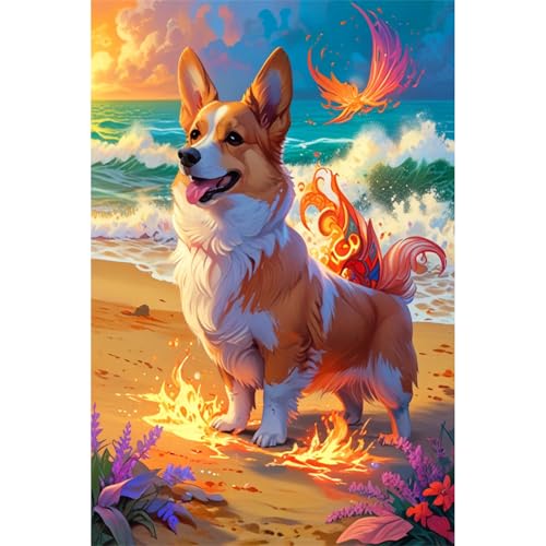 TWYYDP Puzzle 1000 Teile,Corgi-Tier Am Strand Puzzle,Holzpuzzles für die Ganze Familie von TWYYDP