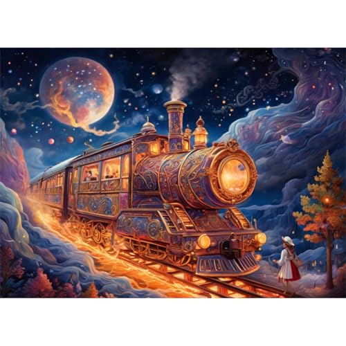 TWYYDP Puzzle 1000 Teile,Sternenhimmel-Zuglandschaft Bei Nacht Puzzle,Holzpuzzles für die Ganze Familie von TWYYDP