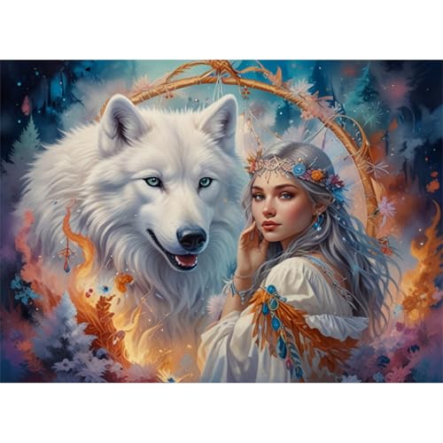 TWYYDP Puzzle 1000 Teile Der Weiße Wolf Der Hexe Puzzle Holzpuzzles für Spiele für Senioren von TWYYDP