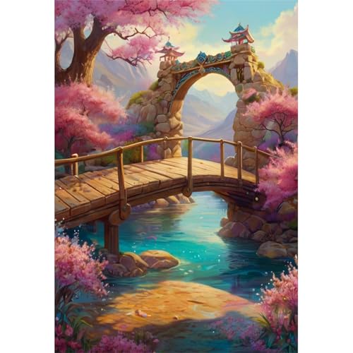 TWYYDP Puzzle 1000 Teile Gartenlandschaft Mit Plankenbrücke Puzzle Holzpuzzles für Spiele für Senioren von TWYYDP