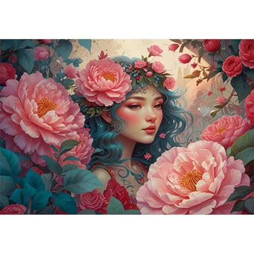 TWYYDP Puzzle 1000 Teile Rosa Kamelienmädchen Puzzle Holzpuzzles für Spiele für Senioren von TWYYDP