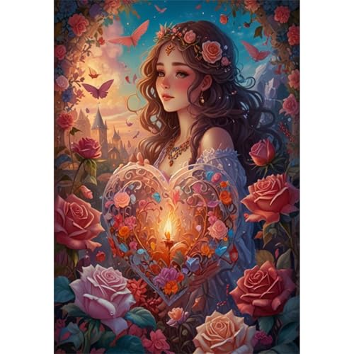 TWYYDP Puzzle 1000 Teile Rosenmädchen Puzzle Holzpuzzles für Spiele für Senioren von TWYYDP