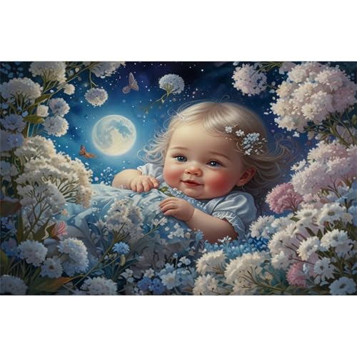 TWYYDP Puzzle 1000 Teile Weiße Blumen und Kinder Puzzle Holzpuzzles für Spiele für Senioren von TWYYDP