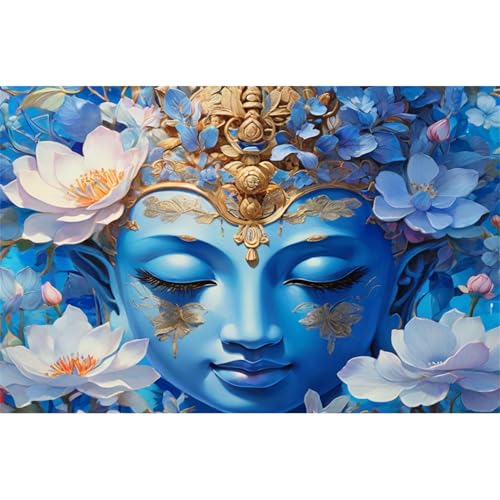 TWYYDP Puzzle 1000 Teile für Erwachsene Blauer Buddha Holzpuzzle Spiele Zum Stressabbau von TWYYDP