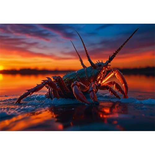 TWYYDP Puzzle 1000 Teile für Erwachsene Hummertier Am Strand Holzpuzzle von TWYYDP