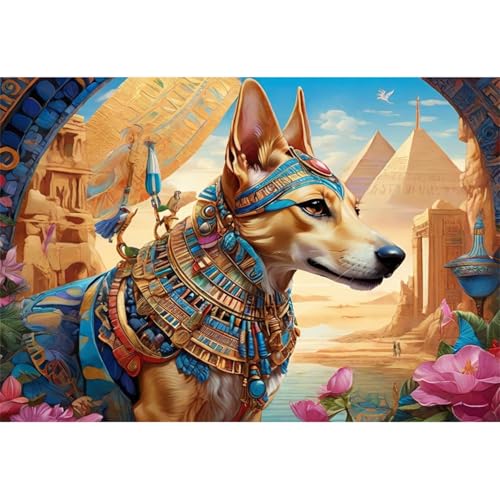 TWYYDP Puzzle 1000 Teile für Erwachsene Pyramide Ägyptischer Hund Holzpuzzle Spiele Zum Stressabbau von TWYYDP