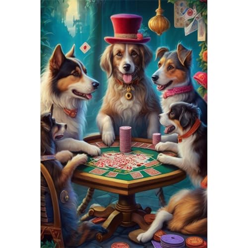 TWYYDP Puzzle 1000 Teile für Erwachsene Spielender Hund Holzpuzzle Spiele Zum Stressabbau von TWYYDP