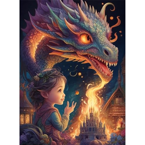 TWYYDP Puzzle 1500 Teile,Babydrache und Kleines Mädchen Puzzle,Holzpuzzles zum Stressabbau von TWYYDP