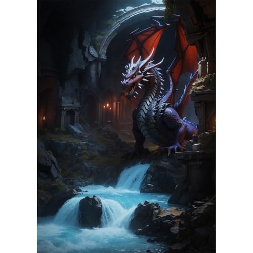 TWYYDP Puzzle 1500 Teile,Landschaft Eines Riesigen Drachen In Höhle und Pool Puzzle,Holzpuzzles als Raumdekoration TWYYDP Puzzle 1500 Teile,Landschaft Eines Riesigen Drachen In Höhle und Pool Puzzle,Holzpuzzles als Raumdekoration von TWYYDP