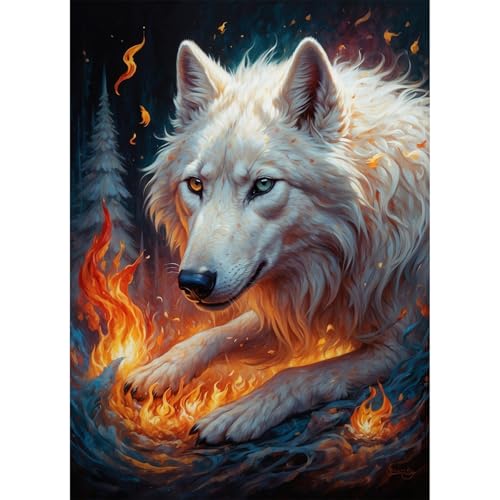 TWYYDP Puzzle 1500 Teile,Wildes Weißes Wolfstier Puzzle,Exklusive Puzzles von TWYYDP