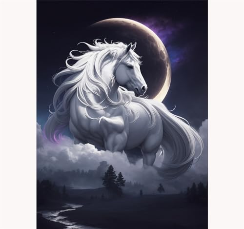 TWYYDP Puzzle 1500 Teile Erwachsene,Mond Riesiges Weißes Pferdetier Holzpuzzle,DIY Home Wanddekoration TWYYDP Puzzle 1500 Teile Erwachsene,Mond Riesiges Weißes Pferdetier Holzpuzzle,DIY Home Wanddekoration von TWYYDP