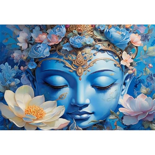 TWYYDP Puzzle 1500 Teile für Erwachsene Blaue Buddha-Statue Holzpuzzle Schwieriges Rätsel von TWYYDP