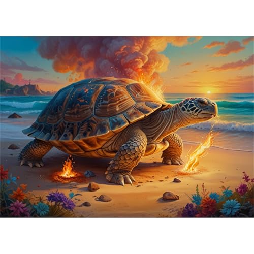 TWYYDP Puzzle 520 Teile,Strandschildkröte Meeresschildkröte Puzzle,Puzzle für Erwachsene und Kinder ab 14 Jahren von TWYYDP