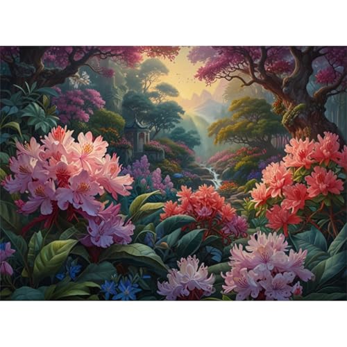 TWYYDP Puzzle 520 Teile Rhododendron-Blumenlandschaft Puzzle Puzzle für Erwachsene und Kinder ab 14 Jahren von TWYYDP