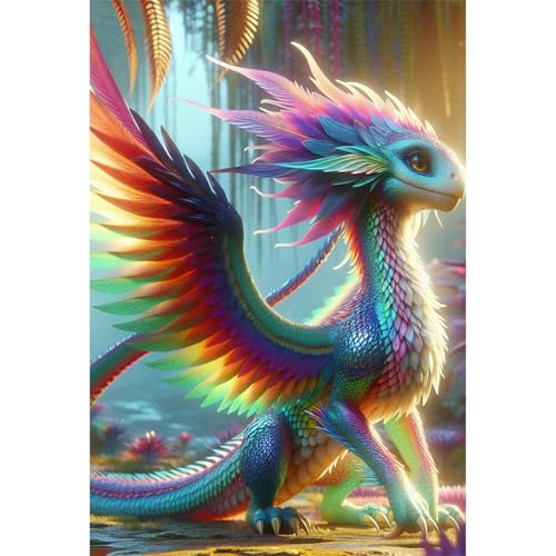 TWYYDP Puzzle 520 Teile für Erwachsene Gefiederter Drache 3D Holzpuzzle Heimdekorationsmalerei von TWYYDP