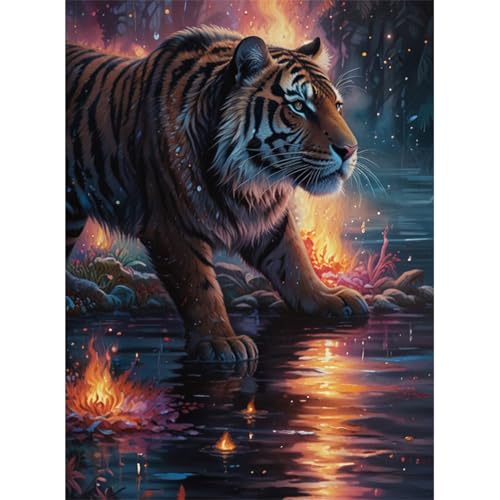 TWYYDP Puzzle 520 Teile für Erwachsene - Holzpuzzle - Tigerwild im Wasser - Puzzles für Erwachsene und Kinder ab 14 Jahren von TWYYDP