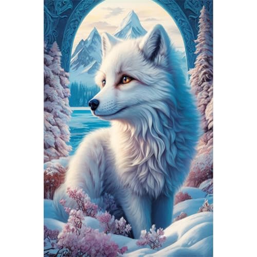 TWYYDP Puzzle 520 Teile für Erwachsene Schneeblumen Polarfuchs Tier Holzpuzzle Anspruchsvolle Spiele von TWYYDP