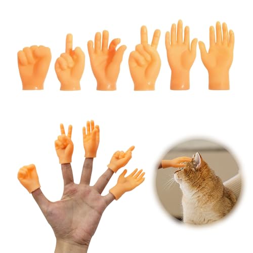 20 Stück Mini Hände Fingerpuppen kleine Hände Tiny Hands Hände Fingerpuppe Set Linke und Rechte Hand Mini Hand Gummi Lustige Minihände Finger Puppets Streichspielzeug für Katzen Haustier Kinder Party von TXS