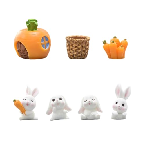 7 Stück Mini Hase Figuren Harz Osterhase Miniatur Kaninchen Figuren Osterhasen Cupcake Toppers Mini Hase Deko Harz Mini Tortendeko für Kindergeburtstag Deko Geburtstag Party Desktop Mikro Landschaft von TXS