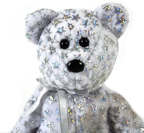 Beanie Babie - Ty - Plüschfigur - The Beginning 2000 - Bär / Teddy in weiß mit silbernen Sternen - ca. 21 cm von TY