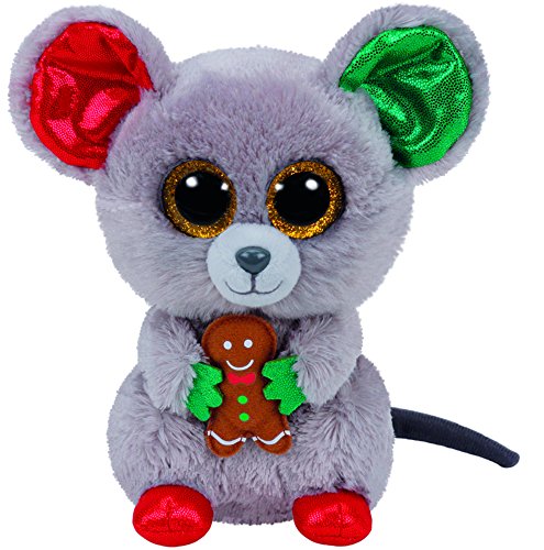 Carletto Ty 37196 Mac - Weihnachtsmaus, 15 cm, mit Glitzeraugen, Glubschi's, Beanie Boo's, X-Mas limitiert Ty 37196-Mac-Weihnachtsmaus, Plüsch von TY