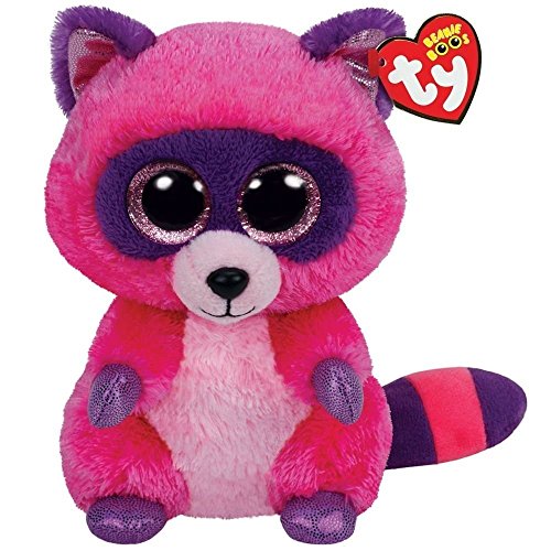 TY 37043 - Roxie Buddy mit Glitzeraugen, waschbär, Plüschtier, groß, 24 cm, pink/lila von TY