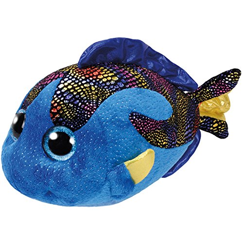 TY 37149 Fish Beanie Boo's Aqua Fisch mit Glitzeraugen, 24 cm, blau von TY