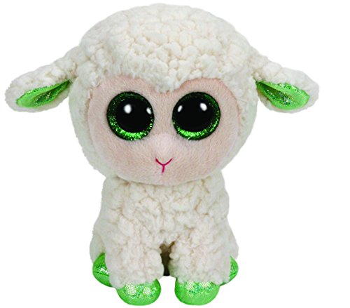 TY 39667 39667-Lala Buddy-Lamm mit Glitzeraugen und grünen Hufen, Ostern limitiert, Plüschtier, groß, 24 cm, weiß von TY