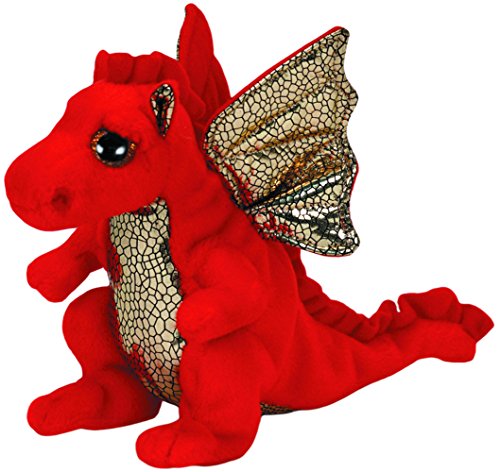 TY 41146 - Legend - Drache mit gold glitzernden Flügelinnenseiten, Bauch und Ohrmuscheln und Glitzeraugen, Beanie Babies, 15 cm, rot von TY