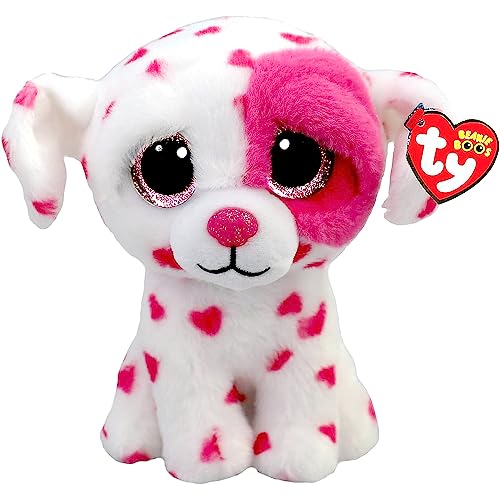 Ty - White Valentine Dog Beanie Boo's, Plüschtier, schön, der Hund, 15 cm, TY36539, TY36539, Weiß, Rosa, Small von TY