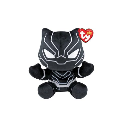 TY Black Panther Marvel Avengers Beanie Babies Regular, Lizenziertes Beanie Baby Weichplüsch Spielzeug, Sammlerstück Kuscheliger Plüschteddy von TY