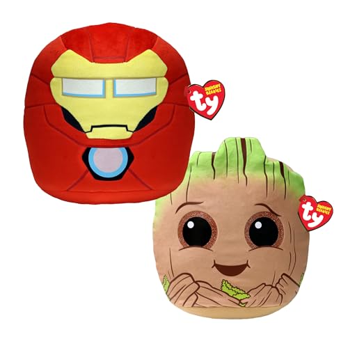 TY Groot & Iron Man Marvel Avengers Squish a Boo 10 Zoll Multipack - Squishy Beanie Baby Weiche Plüschspielzeuge - Sammelbare Kuschelige Gefüllte Teddybären von TY