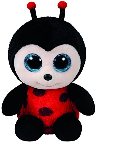 TY Lady Bugs 36850 Izzy, Marienkäfer mit Glitzeraugen, Beanie Boo's, Plüsch, 15 cm, Schwarz/Rot von TY